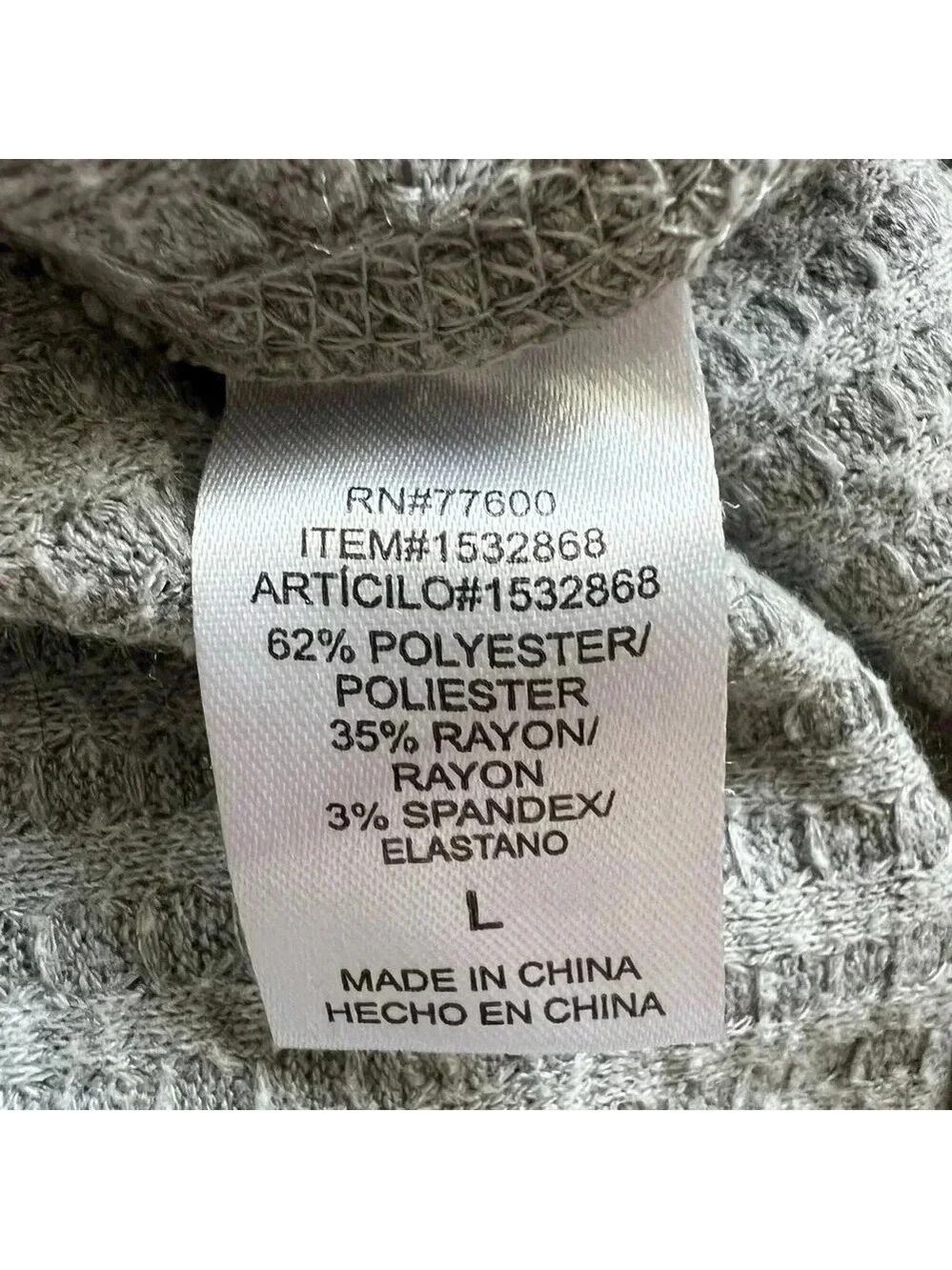 Chaser Womens Gray Waffle Knit Thermal Top Button Long Sleeve Tunic Top … - Picture 4 of 9